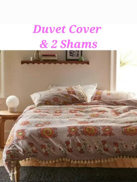 Urban Outfitters Other - Delia UrbanOutfitters Duvet + Shams Set Boho Floral w/Fringe Tassels